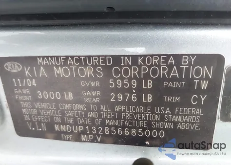 2005 Kia Sedona Ex/Lx из США, поврежденный, VIN KNDUP132856685000